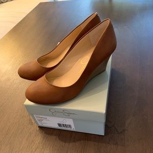 Jessica Simpson “Sampson” Wedge in almond grain.